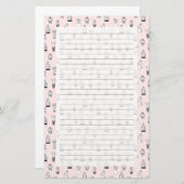 かわいい手描きのサボテンパターン 便箋 (正面/裏面)