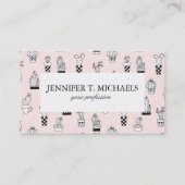 かわいい手描きのサボテンパターン 名刺 (正面)