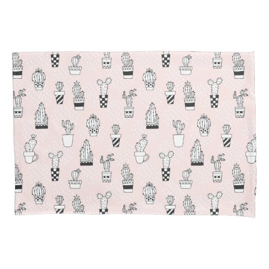 かわいい手描きのサボテンパターン 枕カバー (正面左)