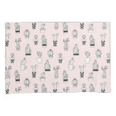 かわいい手描きのサボテンパターン 枕カバー (正面右)