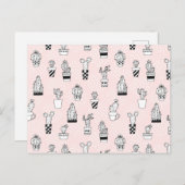 かわいい手描きのサボテン柄 ポストカード (正面/裏面)