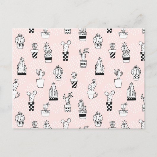 かわいい手描きのサボテン柄 ポストカード (正面)