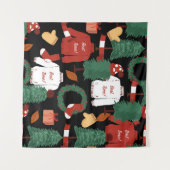 かわいい手描きのシームレスなクリスマスパターン クリスマ タペストリー (正面(横))