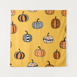 かわいい手描きのハロウィンのかぼちゃのシームレスパターン、素敵な タペストリー