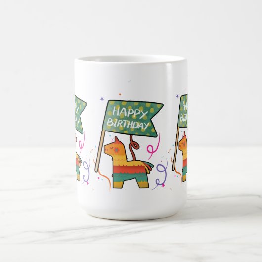 かわいい手描きのバースデー コーヒーマグカップ (中央)