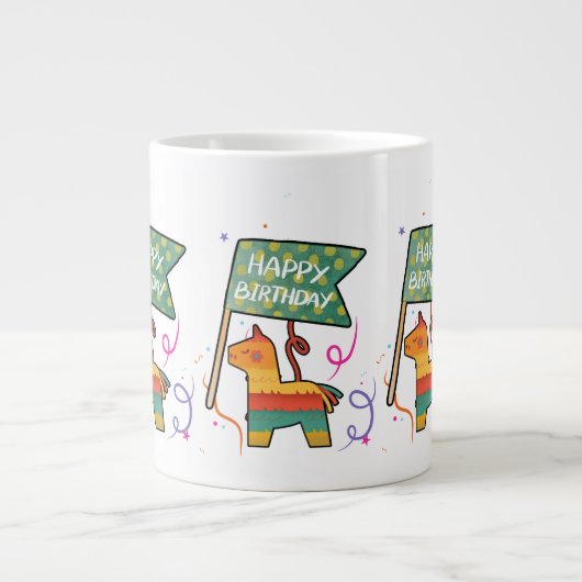 かわいい手描きのバースデー ジャンボコーヒーマグカップ (正面)