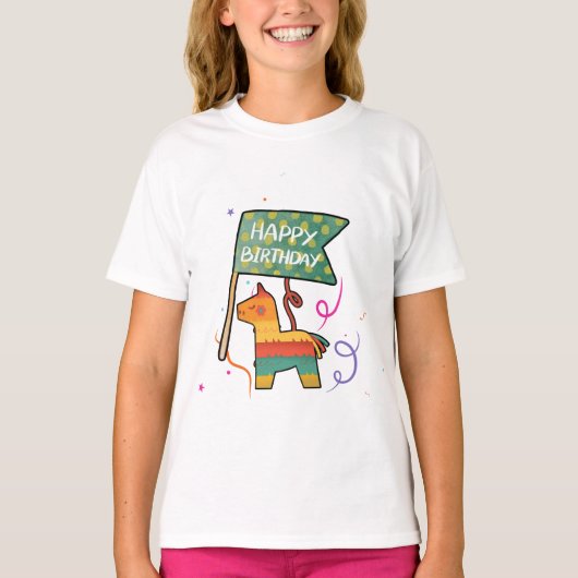 かわいい手描きのバースデー Tシャツ (正面)