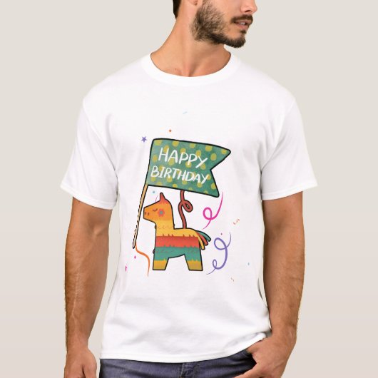 かわいい手描きのバースデー Tシャツ (正面)