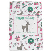 かわいい手描きのホリデードゥードル - クリスマス企業 ミディアムペーパーバッグ (正面)