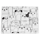 かわいい手描きのマット ラージペーパーバッグ (正面)