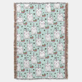 かわいい手描きのユニコーン猫パターン スローブランケット (正面縦)