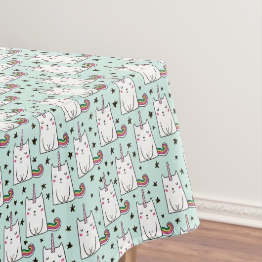 かわいい手描きのユニコーン猫パターン テーブルクロス (インサイチュ)
