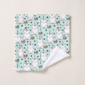 かわいい手描きのユニコーン猫パターン バスタオルセット (ウォッシュタオル)