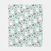 かわいい手描きのユニコーン猫パターン フリースブランケット (正面)