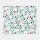 かわいい手描きのユニコーン猫パターン フリースブランケット (正面(横))