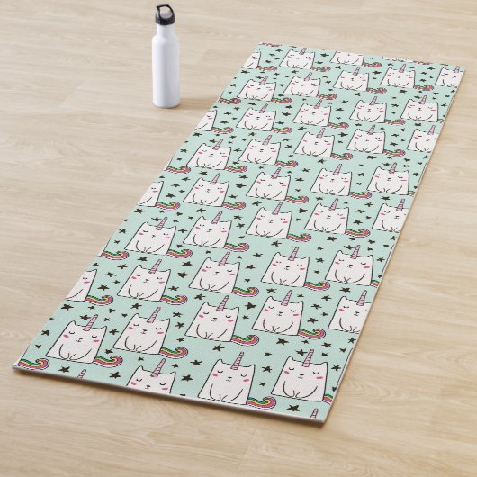 かわいい手描きのユニコーン猫パターン ヨガマット (インサイチュ)