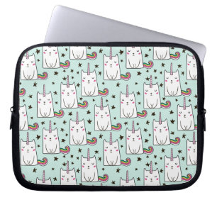 かわいい手描きのユニコーン猫パターン ラップトップスリーブ