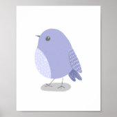かわいい手描きのラベンダー鳥の保育園アート ポスター (正面)