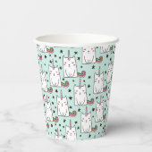 かわいい手描きの一角獣猫パターン 紙コップ (裏面)
