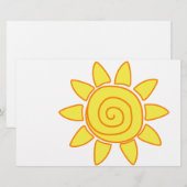 かわいい手描きの太陽の子供の絵 イラスト 便箋 (正面/裏面)