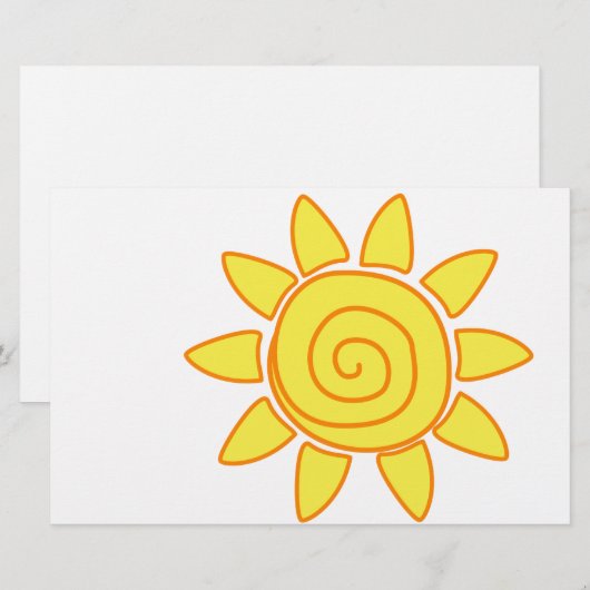かわいい手描きの太陽の子供の絵 イラスト 便箋 (正面/裏面)