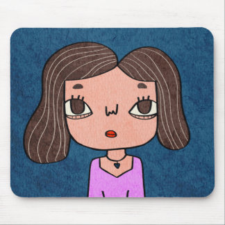 かわいい手描きの女の子イラスト ユニークなキャラクター マウスパッド