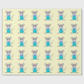 かわいい手描きの小さなネズミのオーバーオール ラッピングペーパー (フラット)