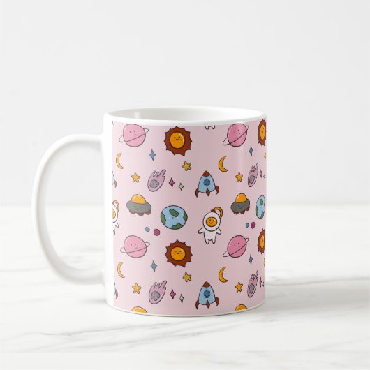 かわいい手描きの小さな惑星 コーヒーマグカップ (左)