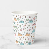 かわいい手描きの山の風景パターン 紙コップ (右)