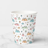 かわいい手描きの山の風景パターン 紙コップ (正面)