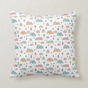 かわいい手描きの山場面パターン クッション