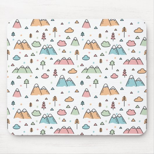 かわいい手描きの山場面パターン マウスパッド (正面)
