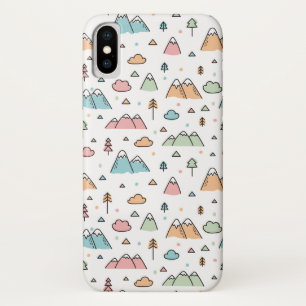 かわいい手描きの山場面パターン iPhone X ケース