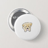 かわいい手描きの幸せな笑顔の子犬のイラスト 缶バッジ (正面&裏面)