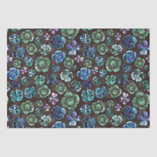 かわいい手描きの水彩ラッキーグリーンクローバー 薄葉紙 (正面)