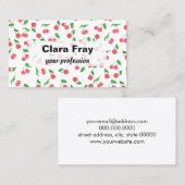 かわいい手描きの水彩画のさくらんぼパターン 名刺 (正面/裏面)