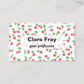 かわいい手描きの水彩画のさくらんぼパターン 名刺 (正面)