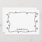 かわいい手描きの波線ハート シンプル ノートカード (正面/裏面)