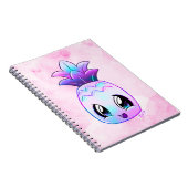 かわいい手描きの熱帯紫色のパイナップルノート ノートブック (右側)