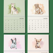かわいい手描きの犬のアート壁掛けカレンダー カレンダー