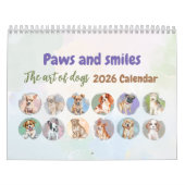 かわいい手描きの犬のアート壁掛けカレンダー カレンダー (カバー)