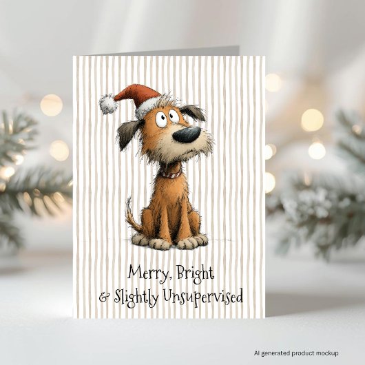 かわいい手描きの犬のクリスマス シーズンカード