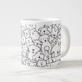 かわいい手描きの犬の落書きデザイン ジャンボコーヒーマグカップ (正面右)