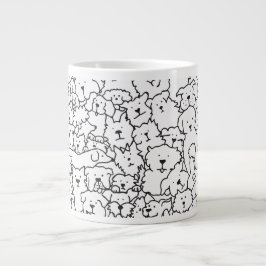 かわいい手描きの犬の落書きデザイン ジャンボコーヒーマグカップ