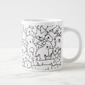 かわいい手描きの犬の落書きデザイン ジャンボコーヒーマグカップ (右)