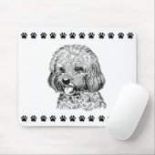 かわいい手描きの犬 + 足はマウスパッドを印刷します マウスパッド (マウス)