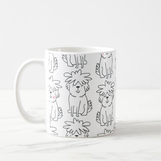 かわいい手描きの継ぎ目のないカワイイドルf コーヒーマグカップ (左)