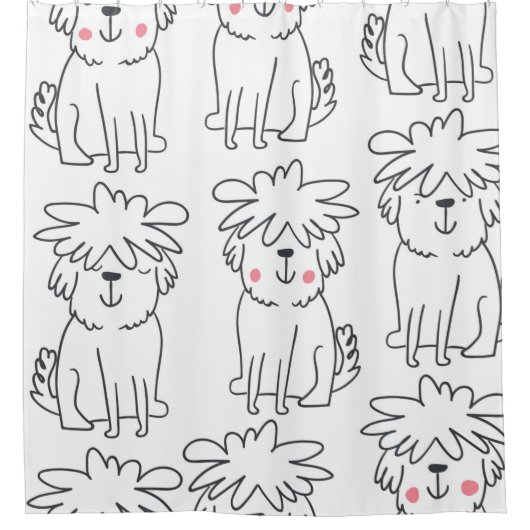 かわいい手描きの継ぎ目のないカワイイドルf シャワーカーテン (正面)
