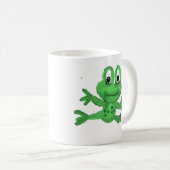 かわいい手描きの緑のカエル コーヒーマグカップ (正面右)