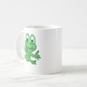 かわいい手描きの緑のカエル コーヒーマグカップ (正面左)